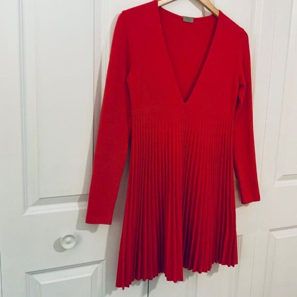 MRZ Pink Wool Blend V Neck Sweater Dress Medium - Picture 4 of 10